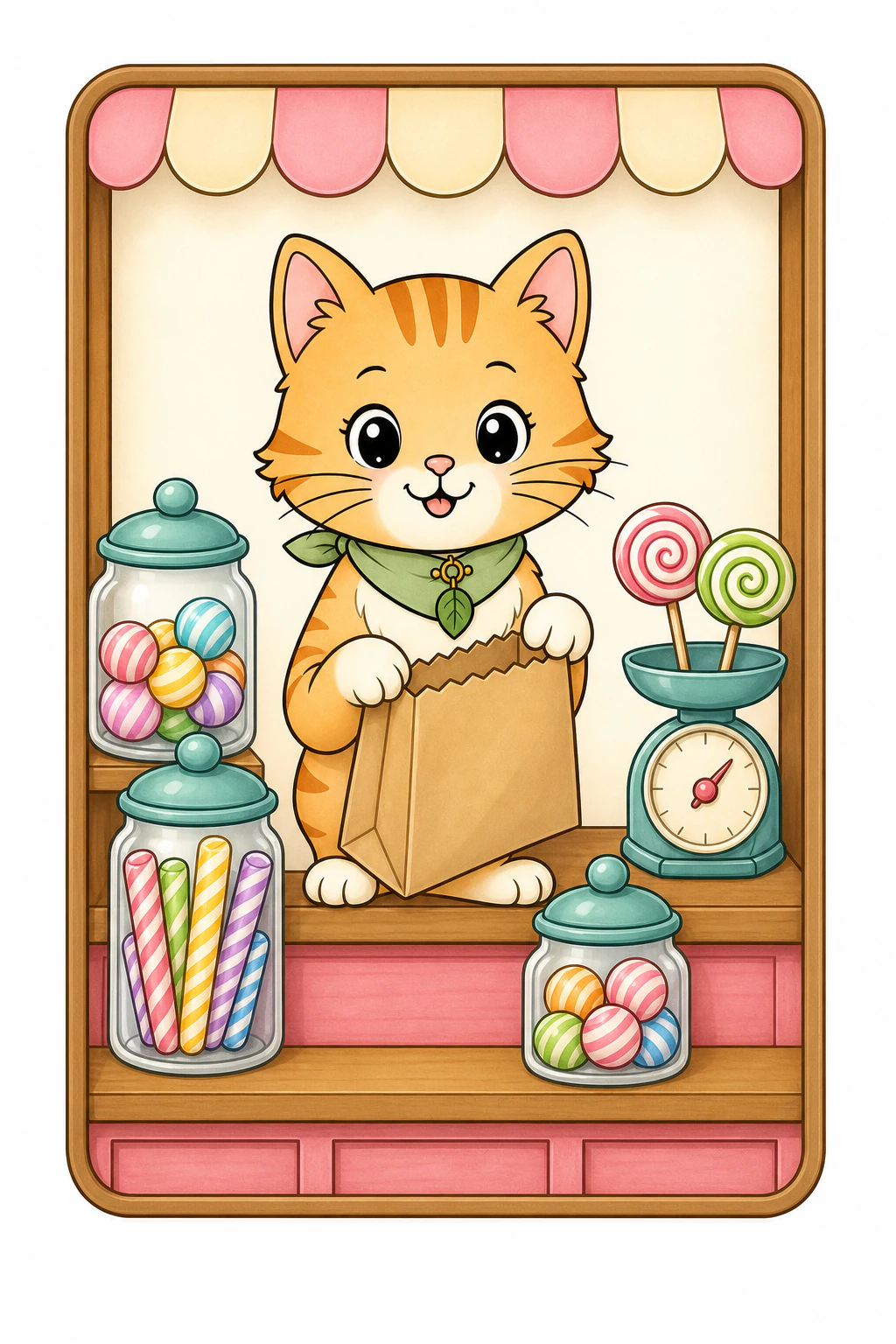 Colored inspiration for the sweet shop scene from Little Village Shops