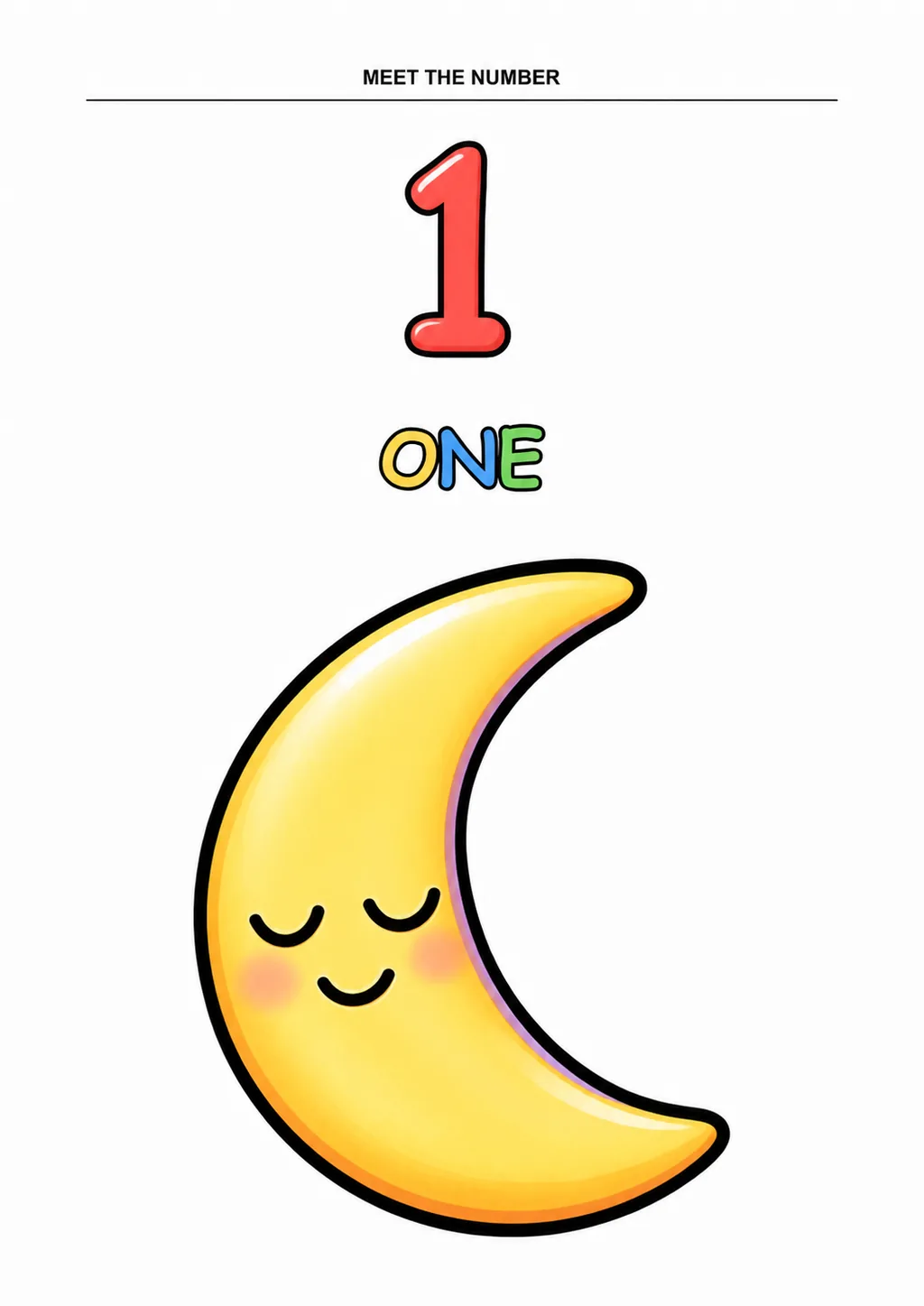 Colored inspiration for the number 1 moon page from My First Cozy Numbers